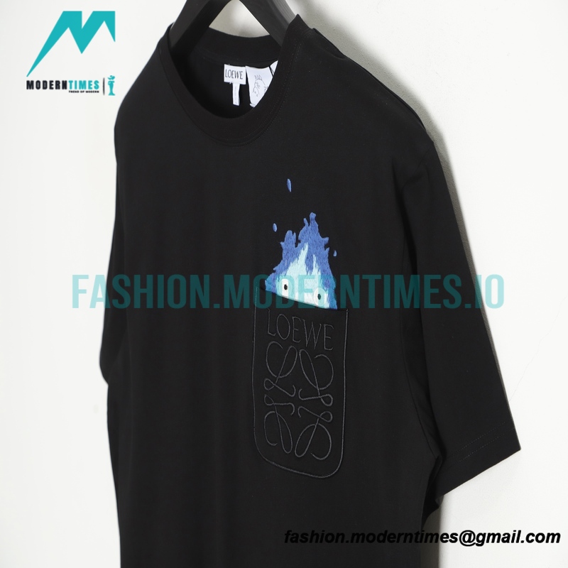Loewe - 23SS Flame Four-leaf Clover Pocket Short-sleeved T-shirt Loewe - 23SS Flame Four-leaf Clover Pocket Short-sleeved T-shirt
